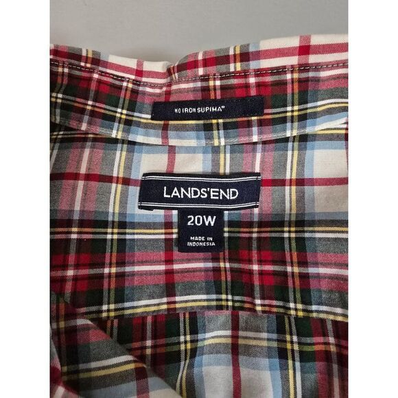 Lands End Womens No Iron Supima Plaid Button-Up Shirt 20W - Picture 5 of 8